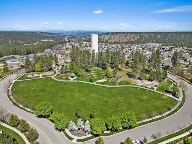 bird's eye view with a view of trees and a residential view