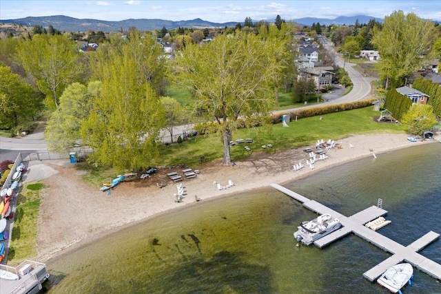 aerial view with a water and mountain view
