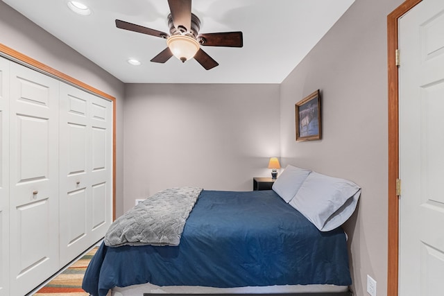 5034 Bittrich Antler Rd, Deer Park, WA 99006 - bedroom featuring recessed lighting, a ceiling fan, and a closet