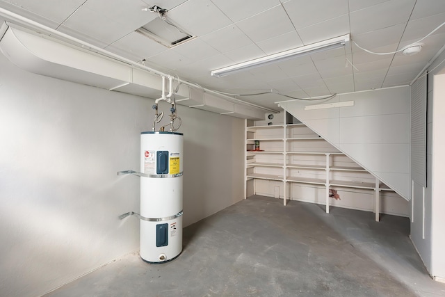 basement with secured water heater