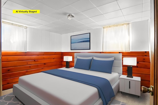 bedroom featuring a drop ceiling