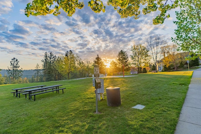 view of home's community with a lawn