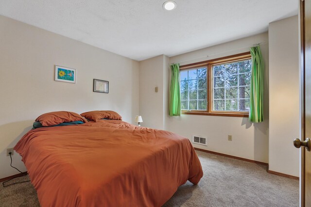 bedroom with baseboards, carpet flooring, and visible vents