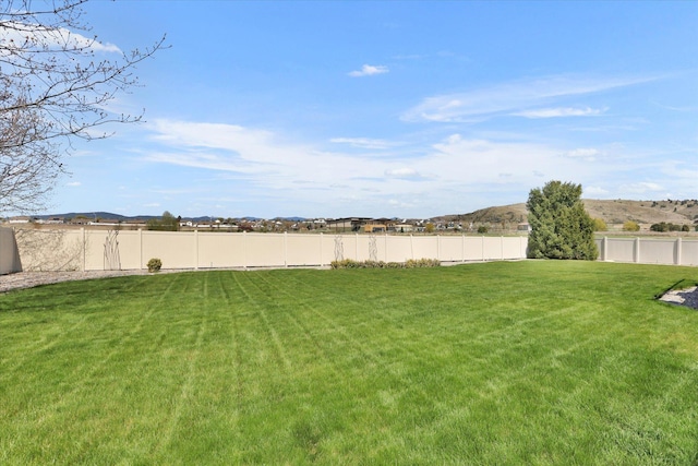 view of yard with a fenced backyard