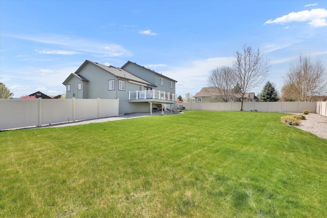 view of yard with a fenced backyard