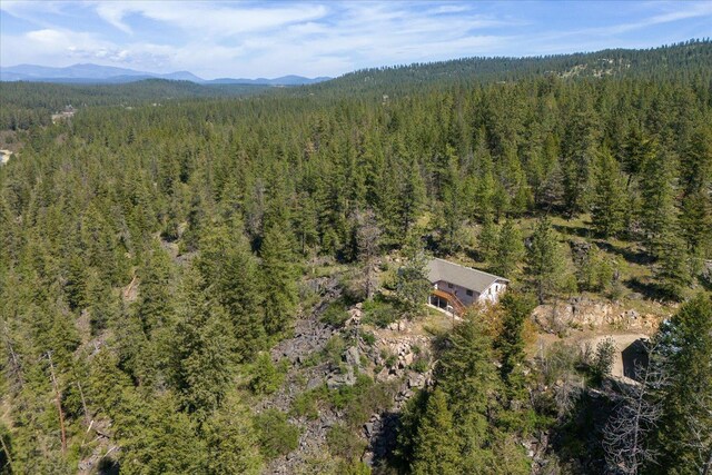 drone / aerial view with a view of trees and a mountain view
