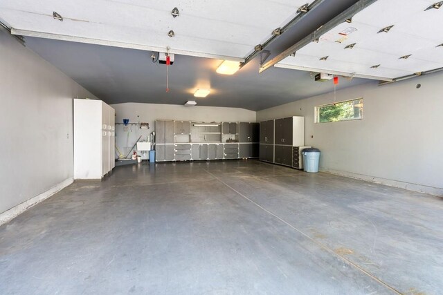 garage with a garage door opener