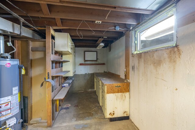 below grade area with gas water heater