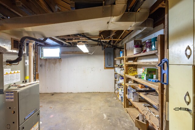 basement with electric panel