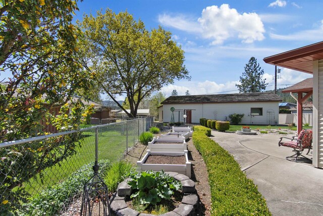 exterior space featuring fence and a patio area