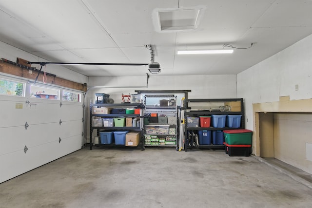 garage with a garage door opener
