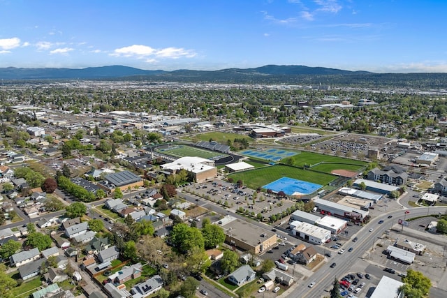drone / aerial view with a mountain view
