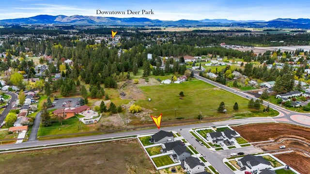 drone / aerial view with a mountain view