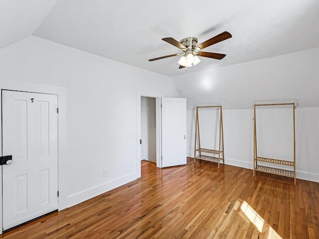 610 Ross St, Davenport, WA 99122 - bonus room featuring baseboards, light wood-style flooring, ceiling fan, and lofted ceiling