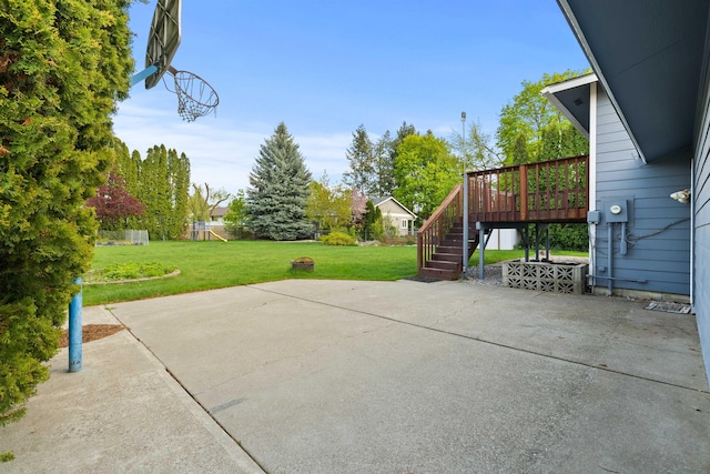 1317 S Woodlawn Rd, Spokane Valley, WA 99216 - view of patio with stairs and a wooden deck