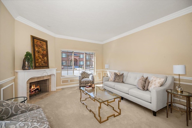 1909 E Pinecrest Rd, Spokane, WA 99203 - carpeted living room featuring ornamental molding and a tiled fireplace