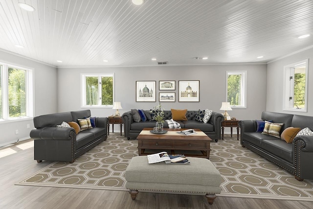 572 Smiley Ln, Newport, WA 99156 - living room featuring crown molding, visible vents, and a healthy amount of sunlight