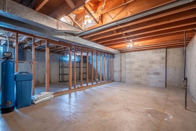 view of unfinished basement