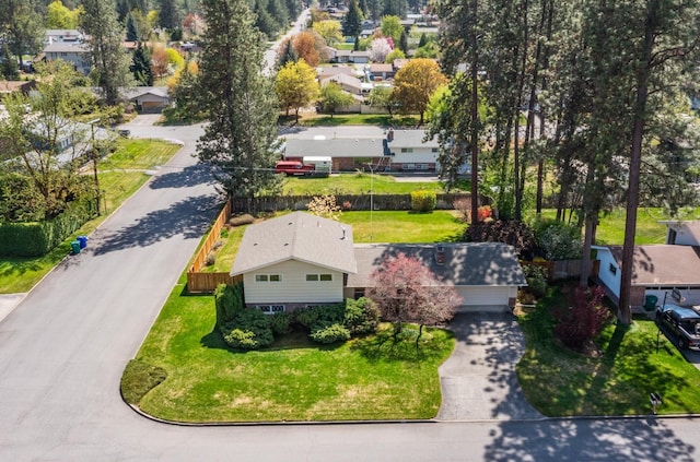 birds eye view of property with a residential view