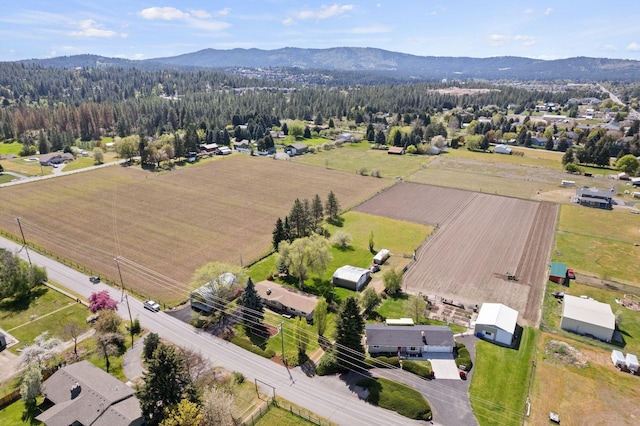 bird's eye view with a mountain view and a rural view
