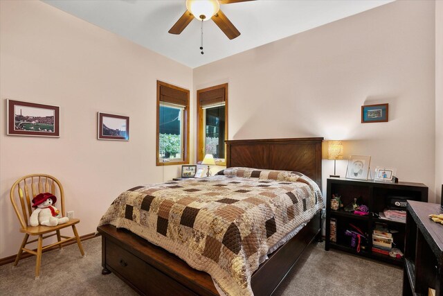 420 Palmer Ln, Chewelah, WA 99109 - bedroom with carpet floors, baseboards, and a ceiling fan