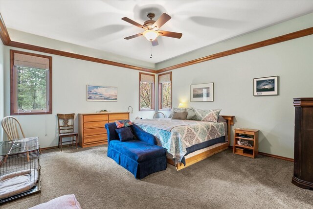 420 Palmer Ln, Chewelah, WA 99109 - bedroom with carpet flooring, baseboards, and ceiling fan