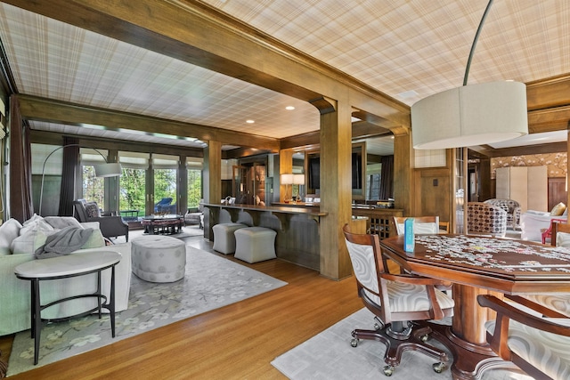 615 E 16th Ave, Spokane, WA 99203 - dining space with wooden walls and wood finished floors