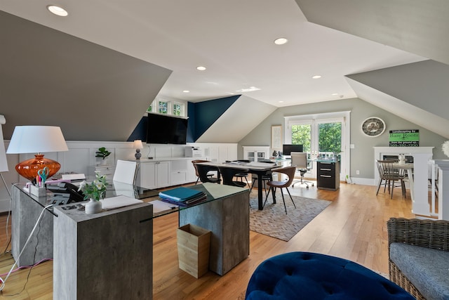 615 E 16th Ave, Spokane, WA 99203 - interior space featuring recessed lighting, vaulted ceiling, and light wood-type flooring