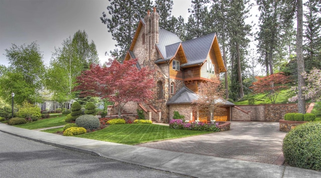 2010 E Pinecrest Rd, Spokane, WA 99203 - exterior space featuring a yard, stairs, and stone siding
