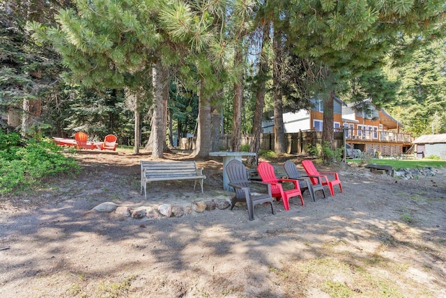 view of yard featuring a deck