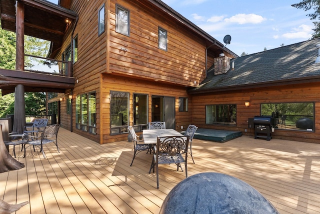 8605 E S Riverway Ave, Spokane, WA 99212 - wooden deck featuring grilling area and outdoor dining space