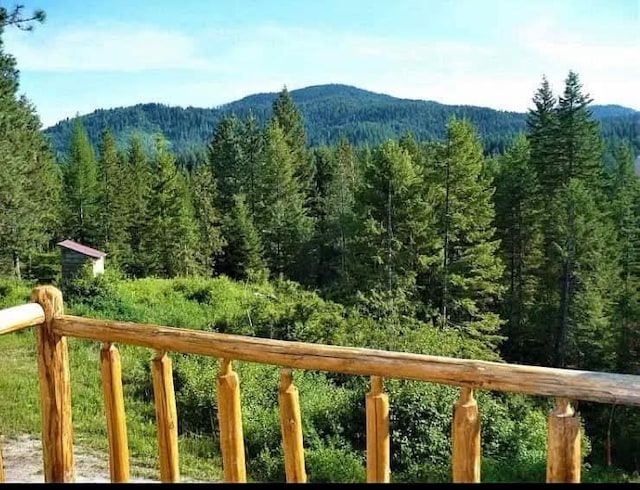 mountain view with a view of trees