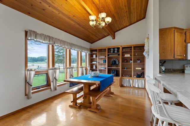 3247 Jumpoff Way, Valley, WA 99181 - recreation room with an inviting chandelier, light wood-type flooring, wooden ceiling, and vaulted ceiling