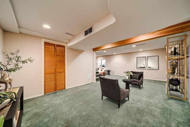 4023 W Hoffman Ave, Spokane, WA 99205 - living room featuring baseboards, recessed lighting, carpet flooring, and visible vents