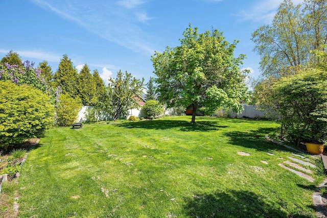 view of yard featuring a fenced backyard