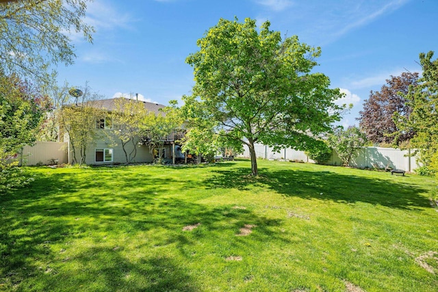 view of yard featuring a fenced backyard