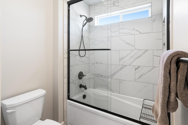 full bath featuring toilet and enclosed tub / shower combo