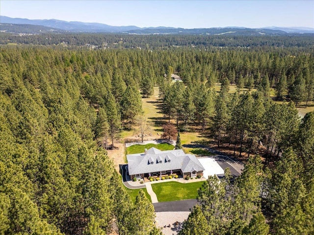 21724 N Perry Rd, Colbert, WA 99005 - birds eye view of property featuring a wooded view and a mountain view