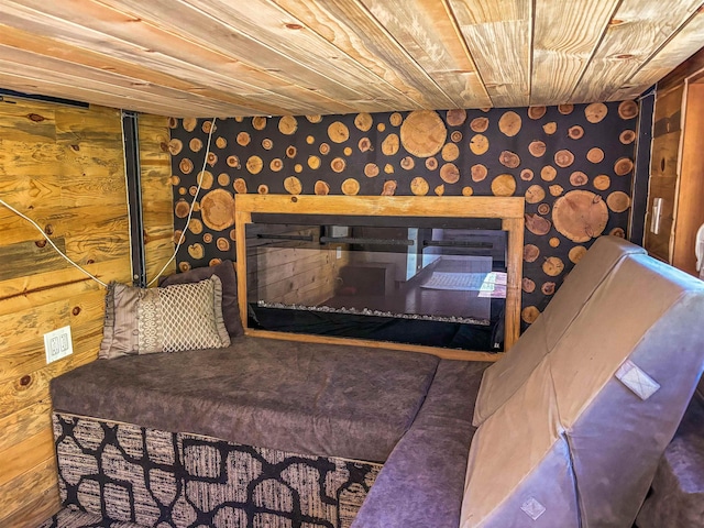 interior details with wood ceiling