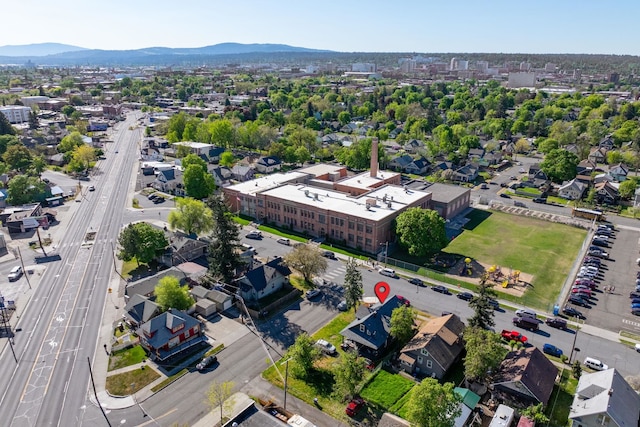bird's eye view with a mountain view