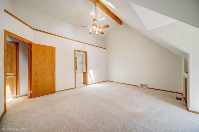 2712 W Eden Ln, Deer Park, WA 99006 - additional living space with visible vents, lofted ceiling with beams, and carpet floors