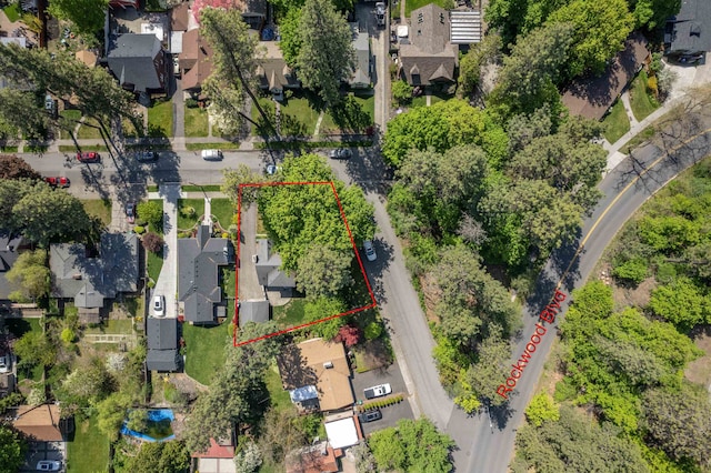 aerial view with a residential view