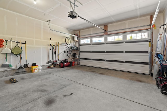 garage with a garage door opener