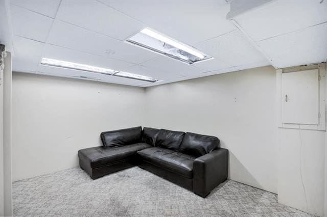 2424 W Fairview Ave, Spokane, WA 99205 - carpeted living area featuring a paneled ceiling