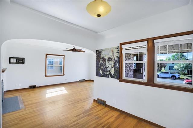 2424 W Fairview Ave, Spokane, WA 99205 - spare room featuring wood finished floors, baseboards, and a ceiling fan