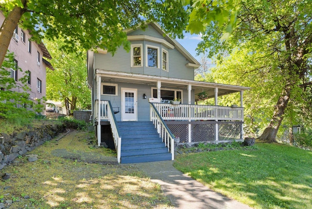 901 W 15th Ave, Spokane, WA 99203 - view of front of property with covered porch, stairway, and a front lawn