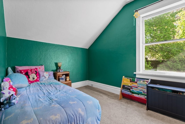 901 W 15th Ave, Spokane, WA 99203 - carpeted bedroom with vaulted ceiling, baseboards, and a textured wall