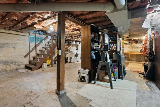 901 W 15th Ave, Spokane, WA 99203 - unfinished basement with stairway and independent washer and dryer