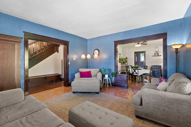 901 W 15th Ave, Spokane, WA 99203 - living room with wood finished floors and stairs