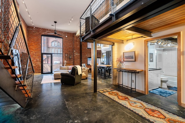 1016 W Railroad Ave Unit 202, Spokane, WA 99201 - building lobby with brick wall and stairs